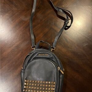 Michael Kors Black Backpack with Gold Accents